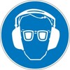 Pictogram 268 - round - “Ear and eye protection mandatory”